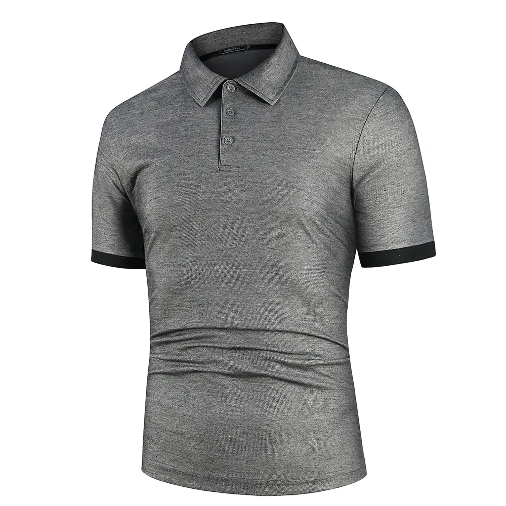 Men's Short Sleeve Contrast Color Polo Shirt - Summer Streetwear Casual
