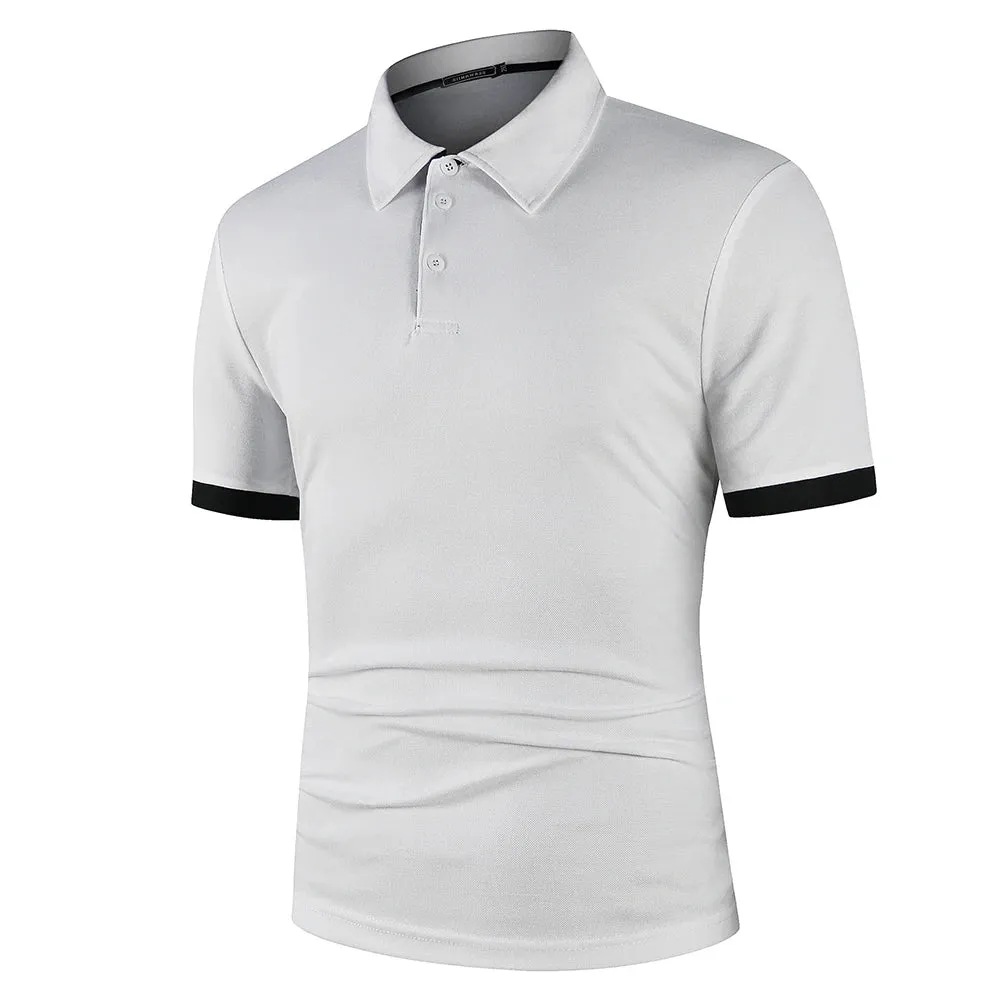 Men's Short Sleeve Contrast Color Polo Shirt - Summer Streetwear Casual