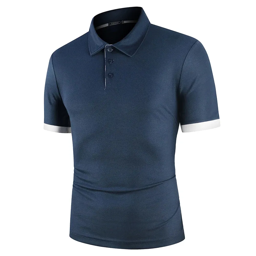Men's Short Sleeve Contrast Color Polo Shirt - Summer Streetwear Casual