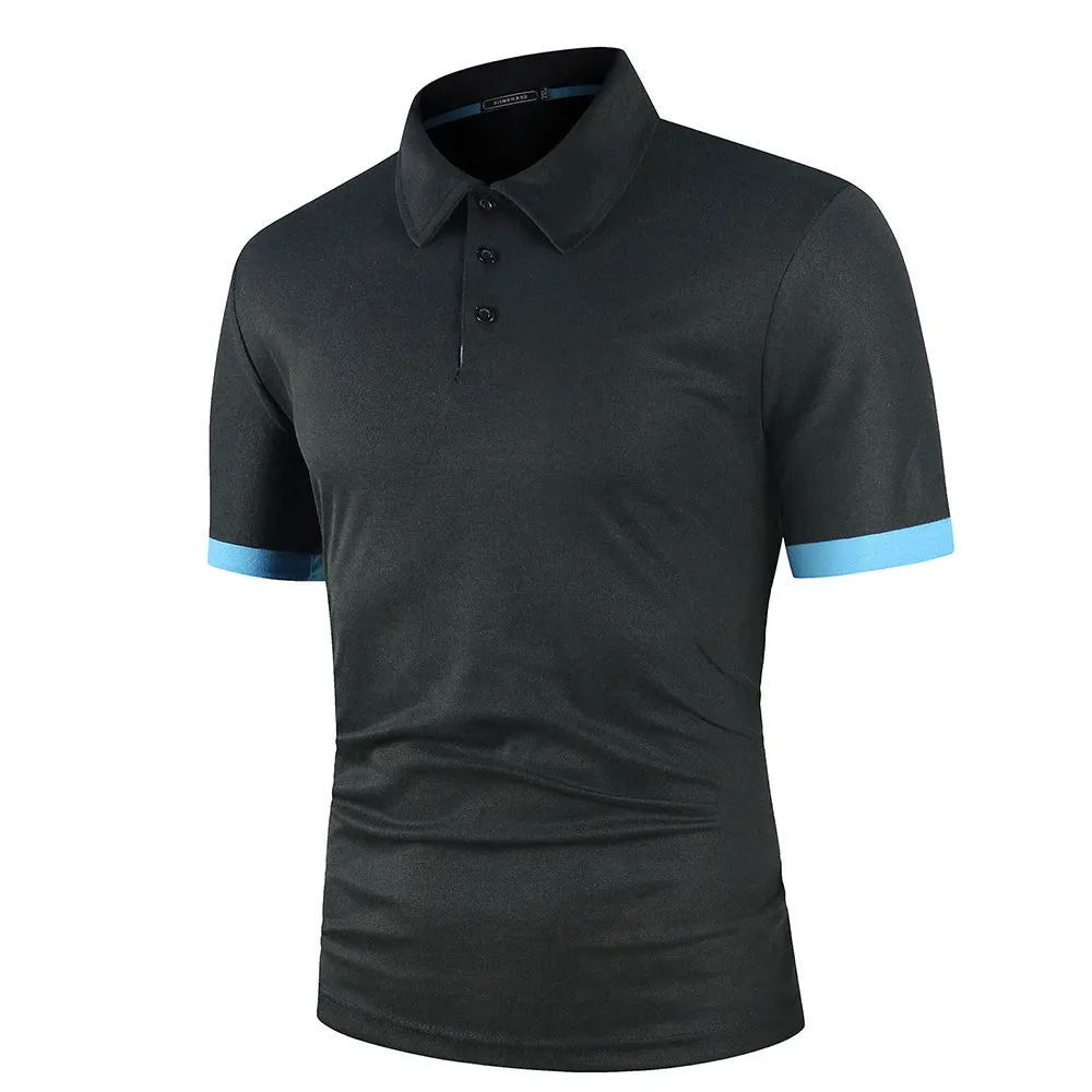 Men's Short Sleeve Contrast Color Polo Shirt - Summer Streetwear Casual