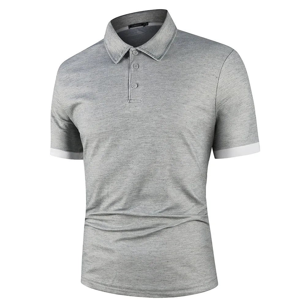 Men's Short Sleeve Contrast Color Polo Shirt - Summer Streetwear Casual