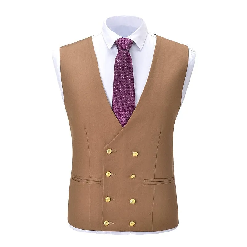 Mens Solid Color Formal Business 3-Piece Suit (Blazer vest Pants)