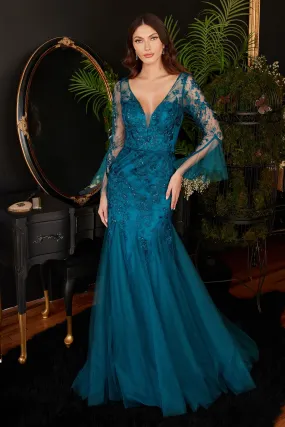 MERMAID GOWN WITH BELL SLEEVES CDCM327