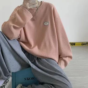 Metaversmall Pure Color Casual Pullovers Basic Female Sweatshirts Loose O-neck O-neck Fashion Women's Hoodies Blue Purple Pink White