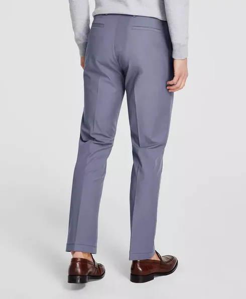 Michael Kors Men's Classic Fit Cotton Performance Dress Pants Ash Blue 40 x 30