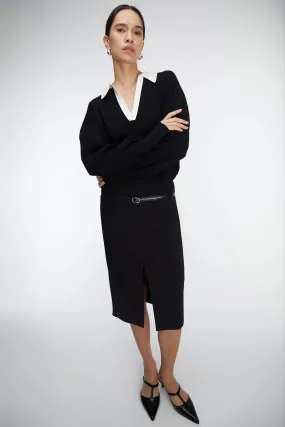 Midi Suiting Skirt With Slit