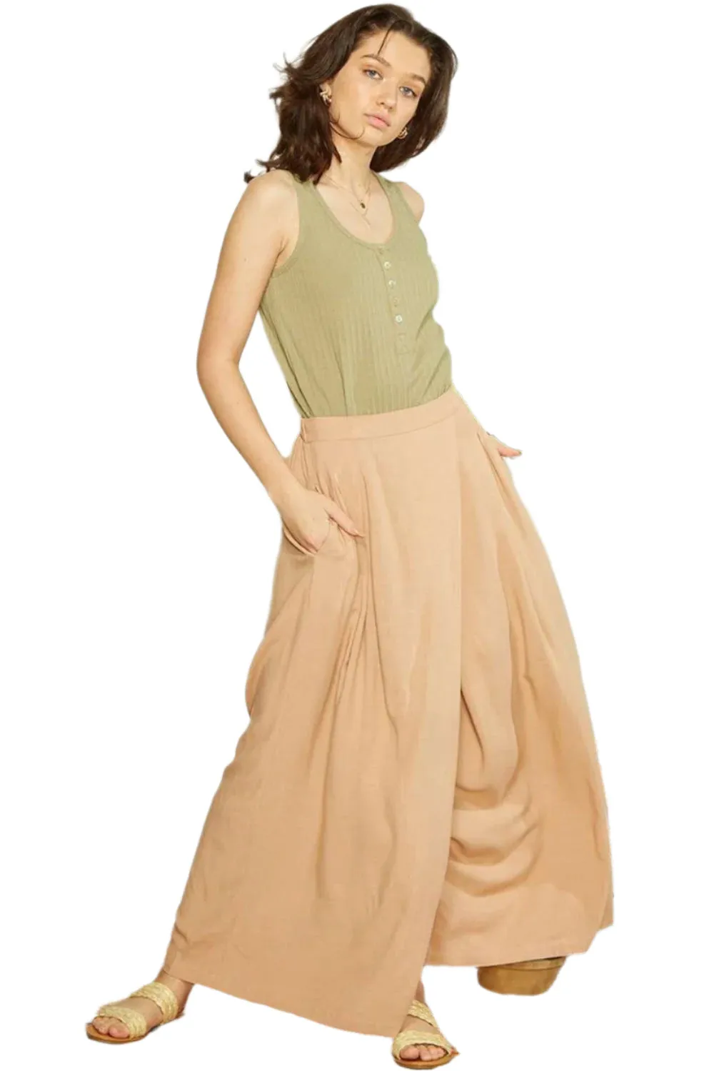 Mittoshop Wrap Pleating Detail Wide Leg Pants