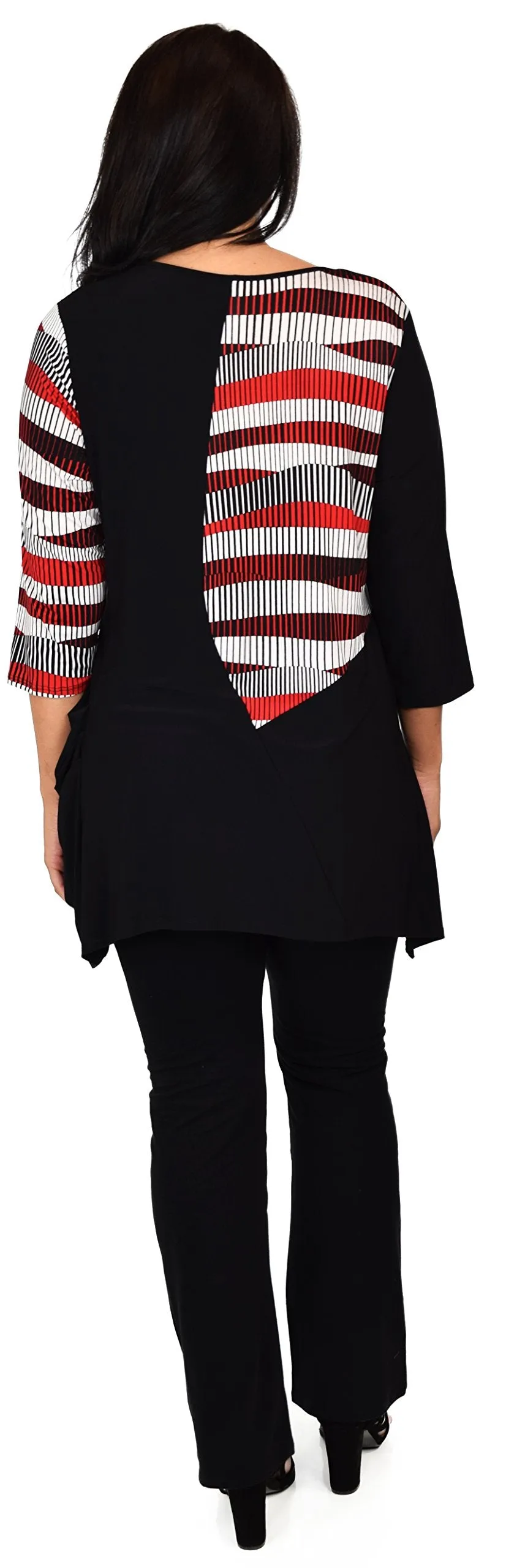 Mix n match Tunic, Striped 2 Tone Tunic, Artsy Blouse Shirt Top Reg & Plus Sizes