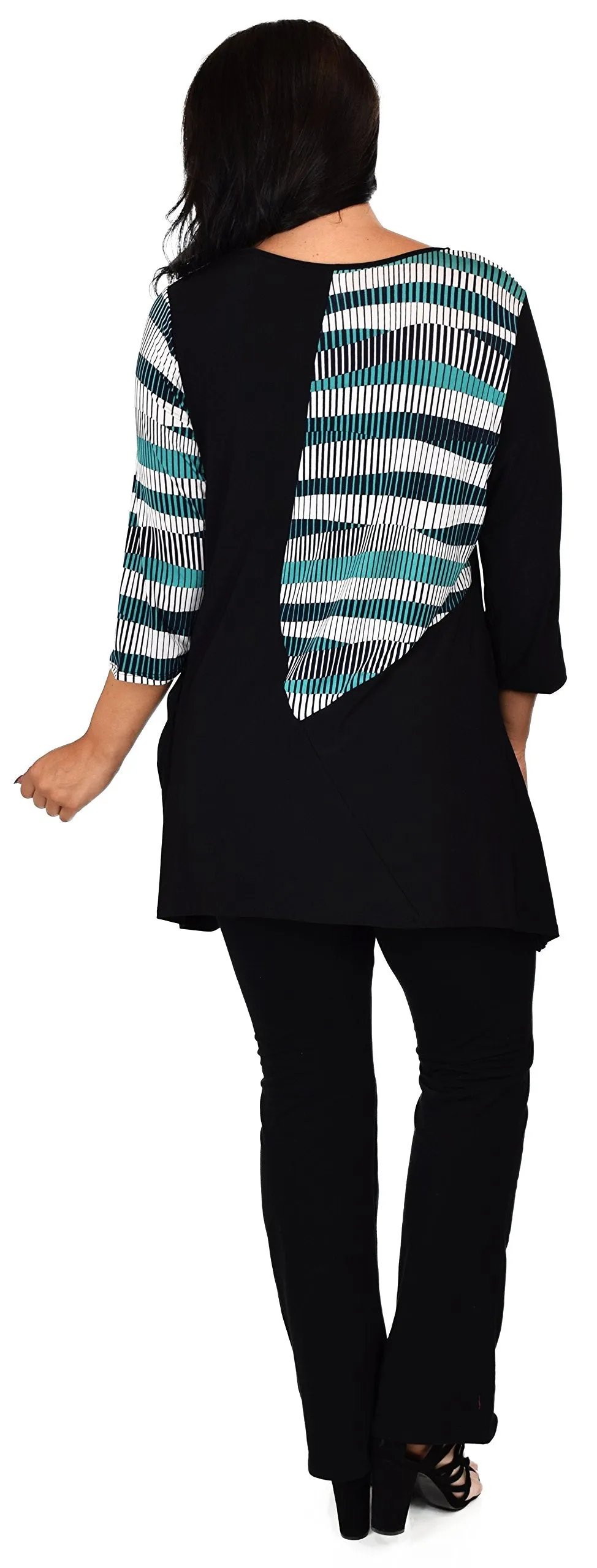Mix n match Tunic, Striped 2 Tone Tunic, Artsy Blouse Shirt Top Reg & Plus Sizes