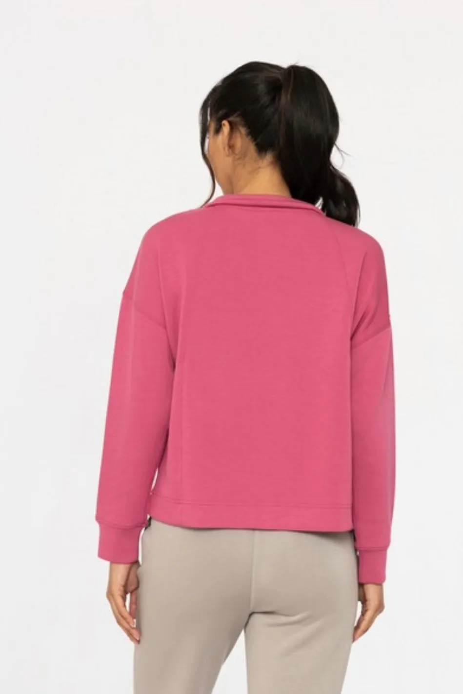 Mono B Pink Elevated Quarter Zip Pullover