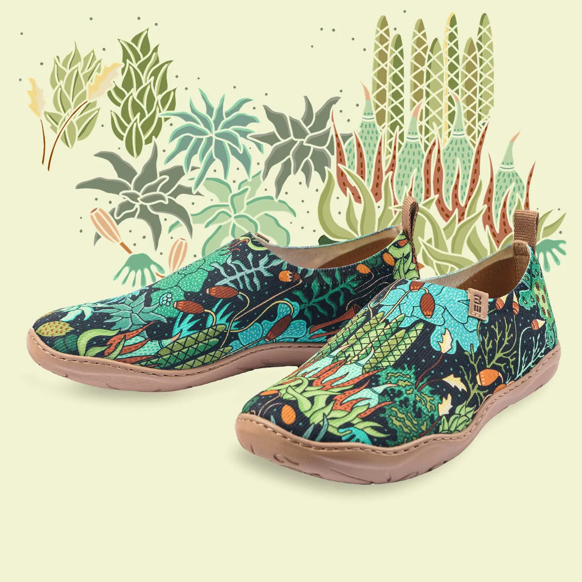 Moss Meadow by Ester Bernaldo De Quirós Women's Slip-On Shoes, Painted Canvas Sneaker