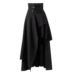 MQTIME  -  European and American Spicy Girl Irregular Gothic Half Skirt Instagram Solid Color Hanging sensation Popular 5-color Long Skirt