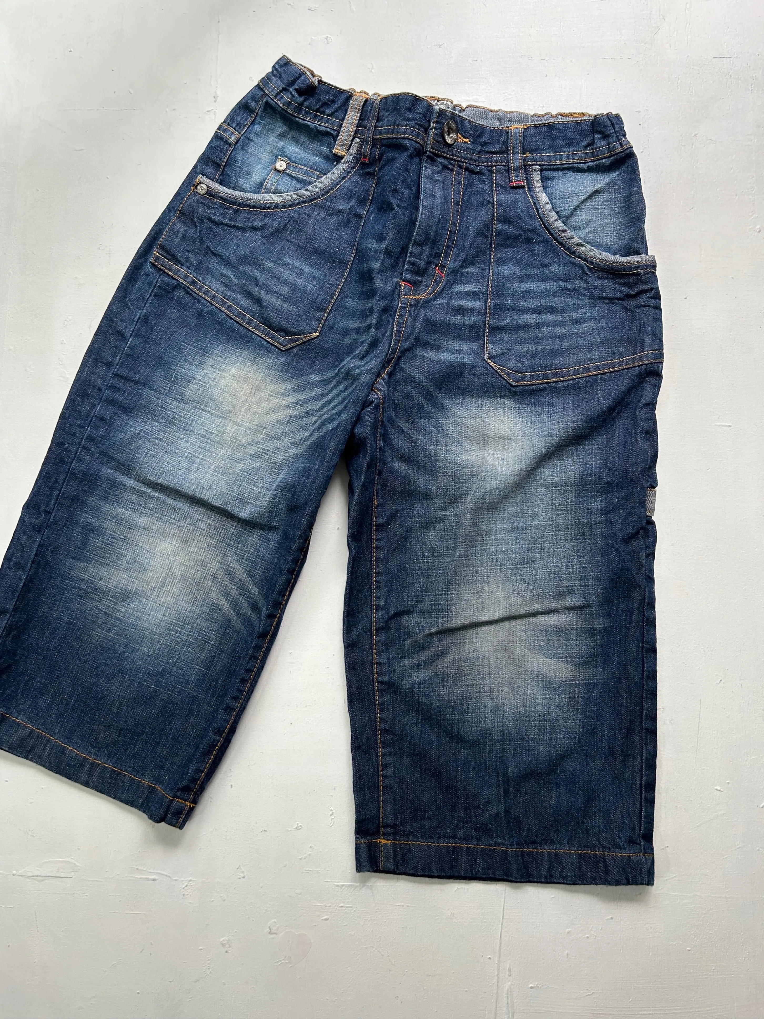 Navy blue baggy capri denim pants jorts y2k vintage (XS/S)