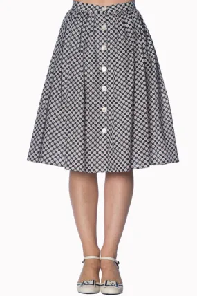 Navy Blue Floral Ditsy Daisy 50's Swing Skirt
