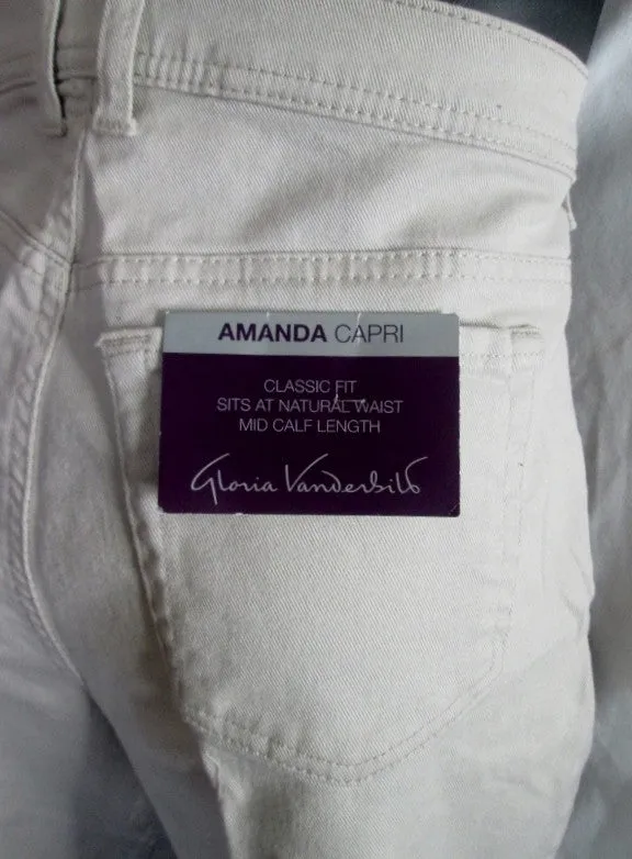 NEW NWT WOMENS GLORIA VANDERBILT AMANDA Capri Pants 10 KHAKI Belt TAN