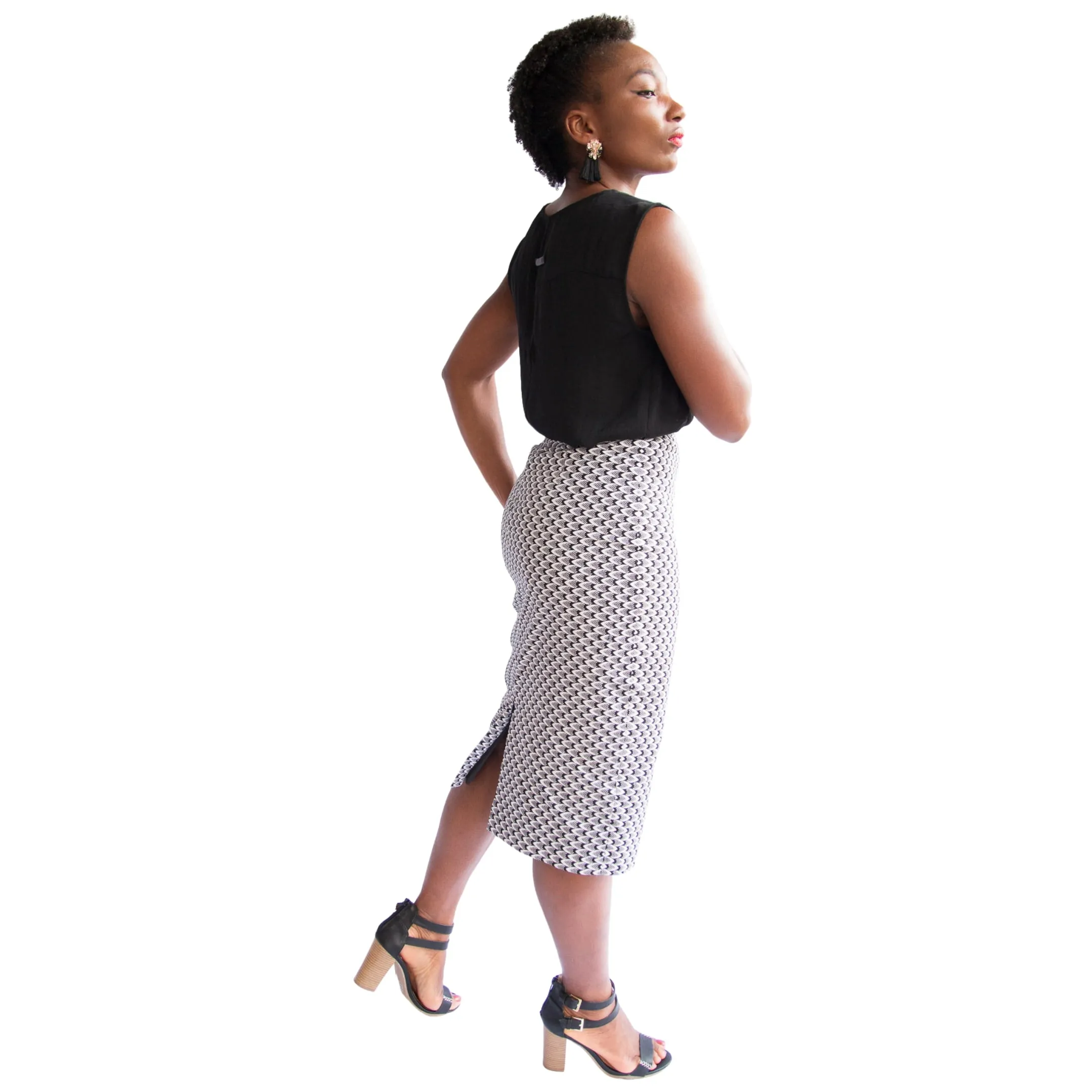 Àníké Pencil Skirt (Black/White Scales)