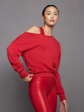 Off Shoulder Sweatshirt in French Terry - Haute Red