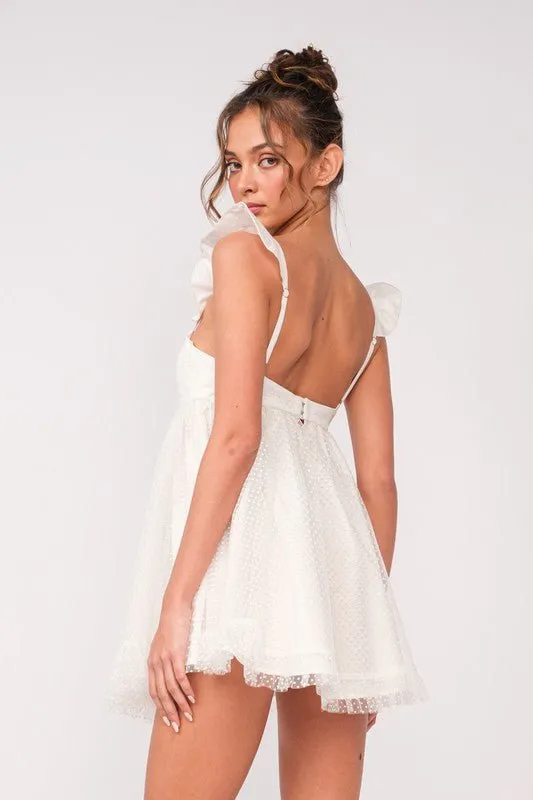Olympia White Organza Babydoll Mini Dress
