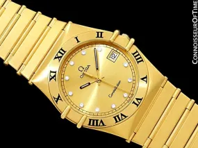 Omega Constellation Mens 35mm, Quartz, Date - 18K Gold Plated & Diamonds