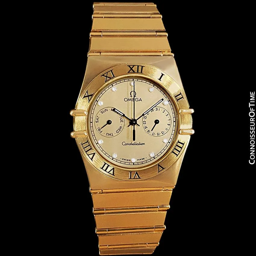 Omega Constellation Mens 35mm, Quartz, Day Date - 18K Gold Plated & Diamonds
