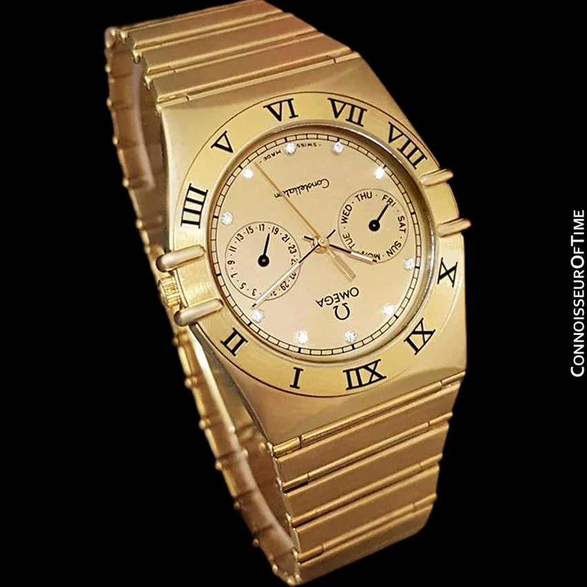Omega Constellation Mens 35mm, Quartz, Day Date - 18K Gold Plated & Diamonds
