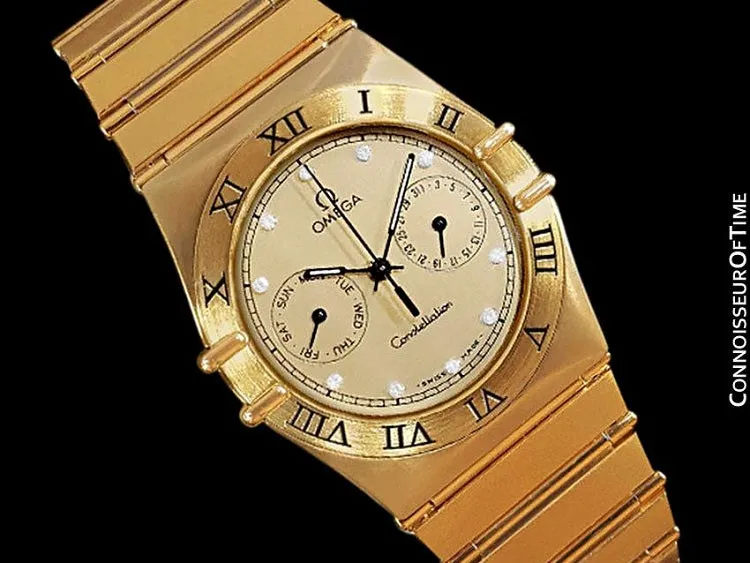 Omega Constellation Mens 35mm, Quartz, Day Date - 18K Gold Plated & Diamonds