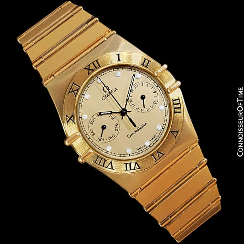 Omega Constellation Mens 35mm, Quartz, Day Date - 18K Gold Plated & Diamonds