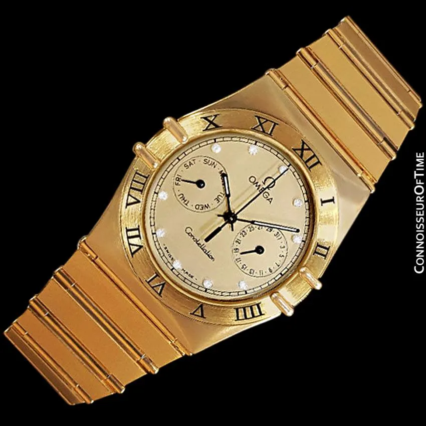 Omega Constellation Mens 35mm, Quartz, Day Date - 18K Gold Plated & Diamonds