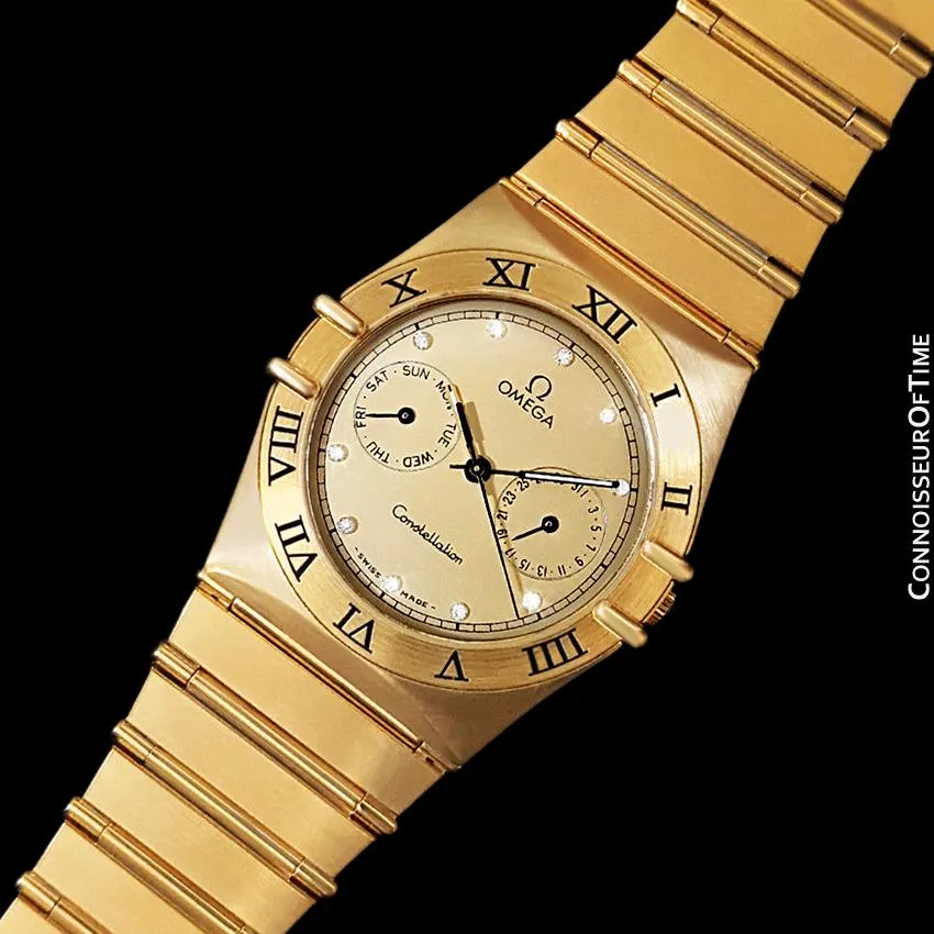 Omega Constellation Mens 35mm, Quartz, Day Date - 18K Gold Plated & Diamonds