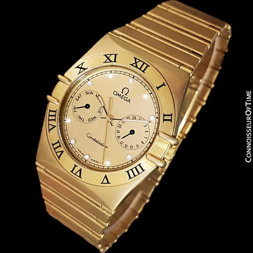 Omega Constellation Mens 35mm, Quartz, Day Date - 18K Gold Plated & Diamonds