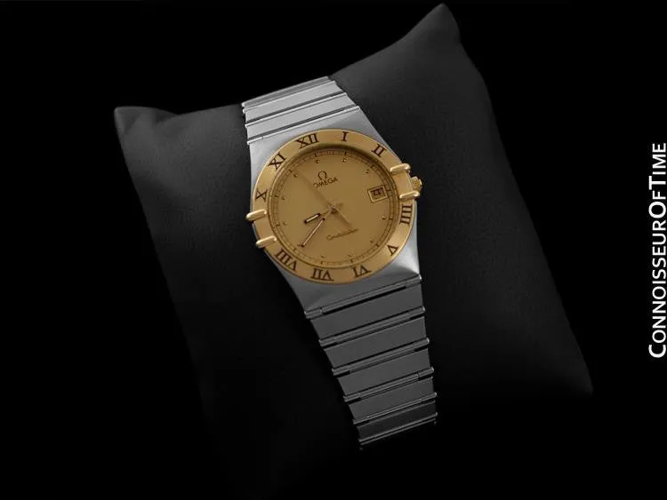 Omega Constellation Mens 35mm Watch, Quartz, Date - Brushed Stainless Steel & 18K Gold