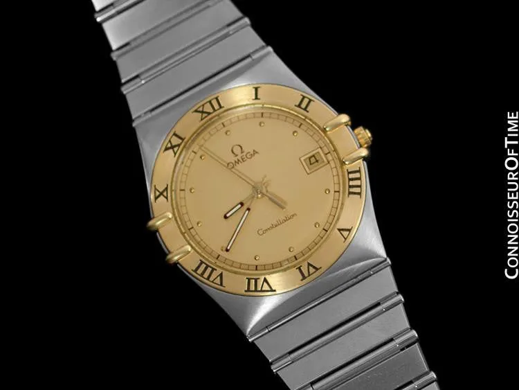 Omega Constellation Mens 35mm Watch, Quartz, Date - Brushed Stainless Steel & 18K Gold