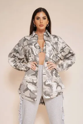 Oversize military shacket