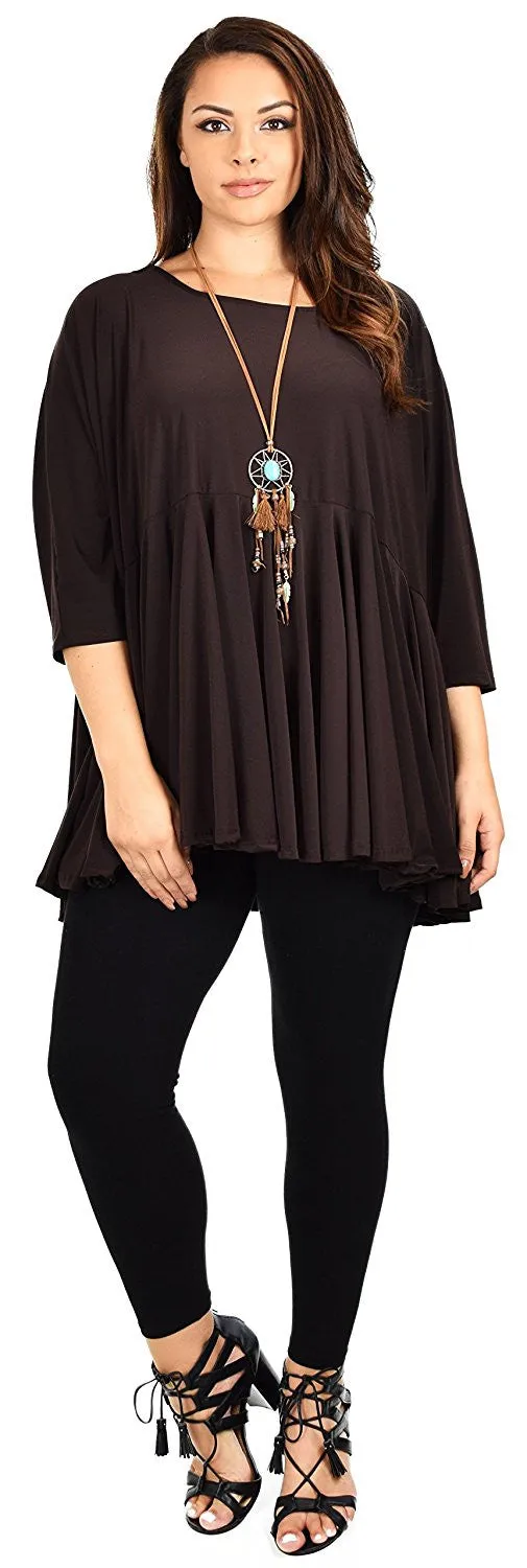 Oversize Plus Size Circle Bottom Flare Swing Tunic Dress Top