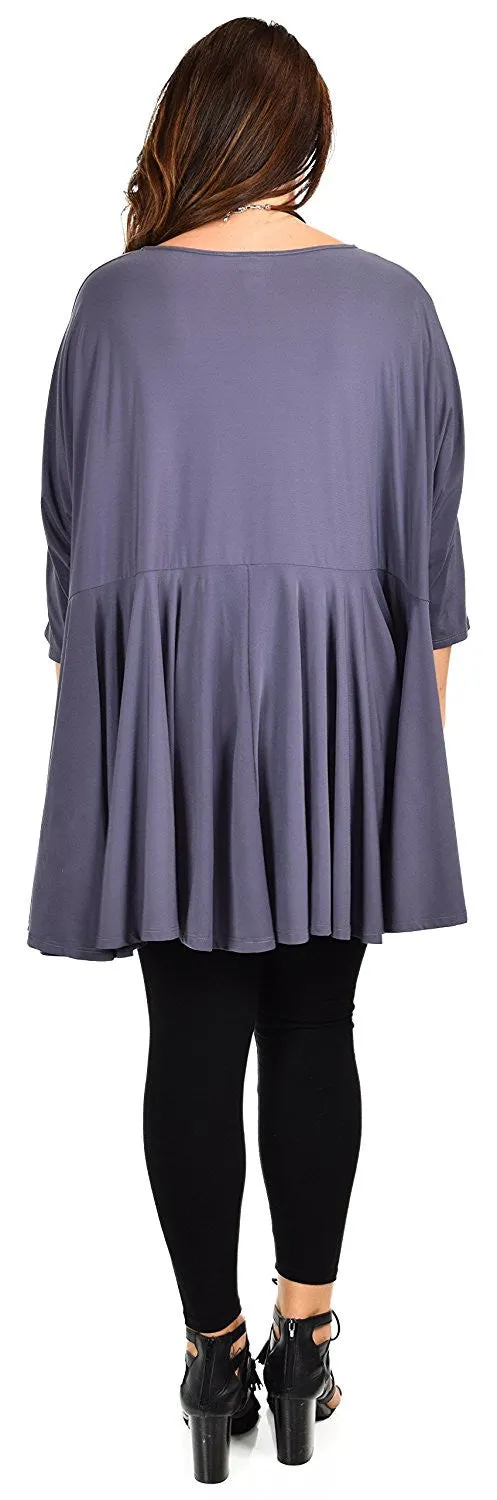 Oversize Plus Size Circle Bottom Flare Swing Tunic Dress Top