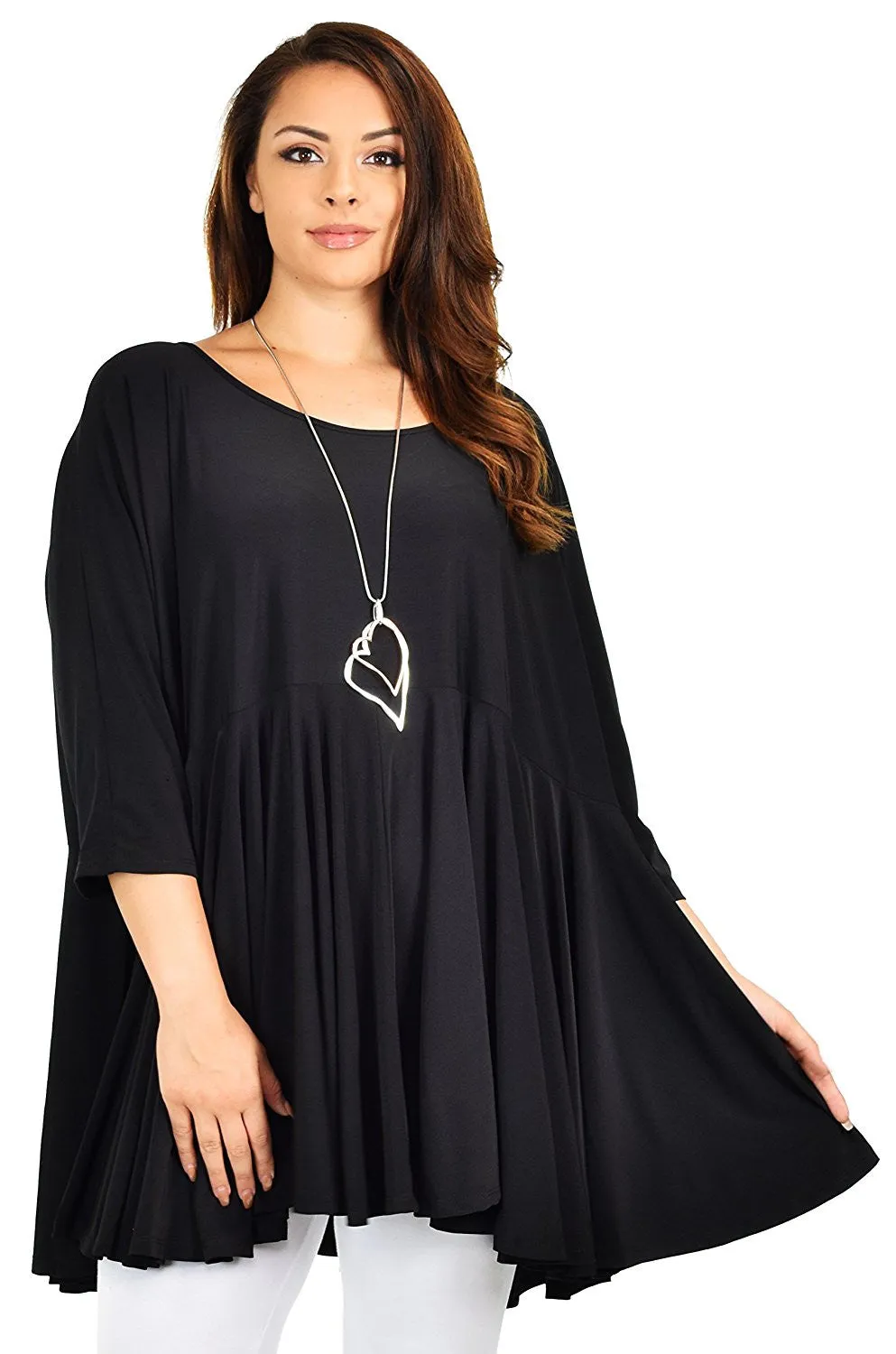 Oversize Plus Size Circle Bottom Flare Swing Tunic Dress Top