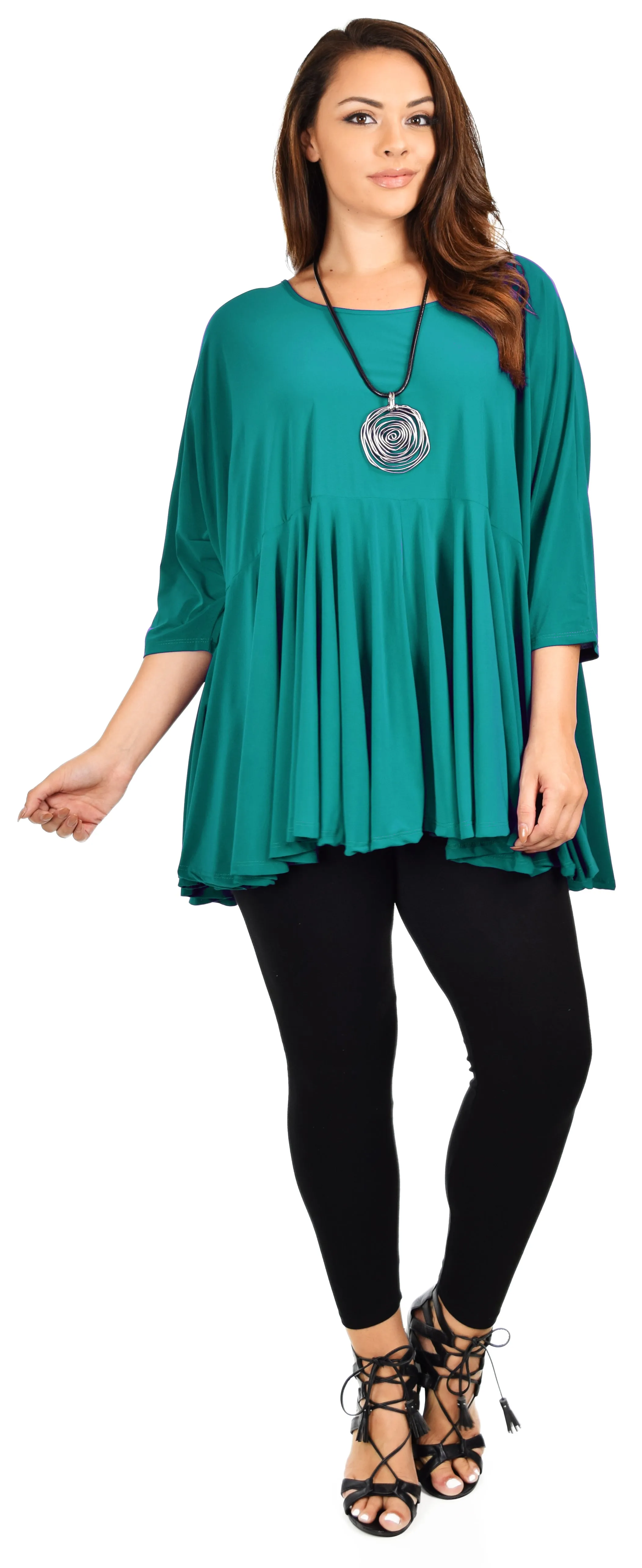 Oversize Plus Size Circle Bottom Flare Swing Tunic Dress Top