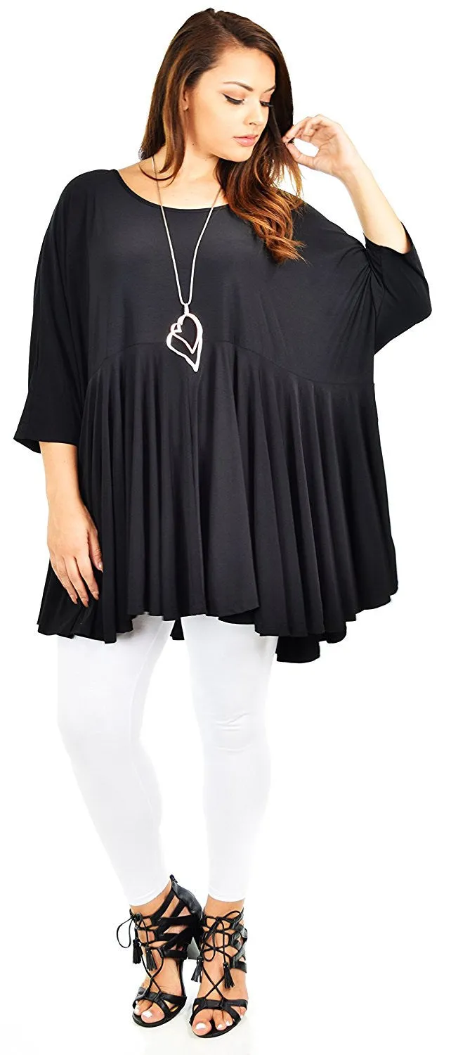 Oversize Plus Size Circle Bottom Flare Swing Tunic Dress Top