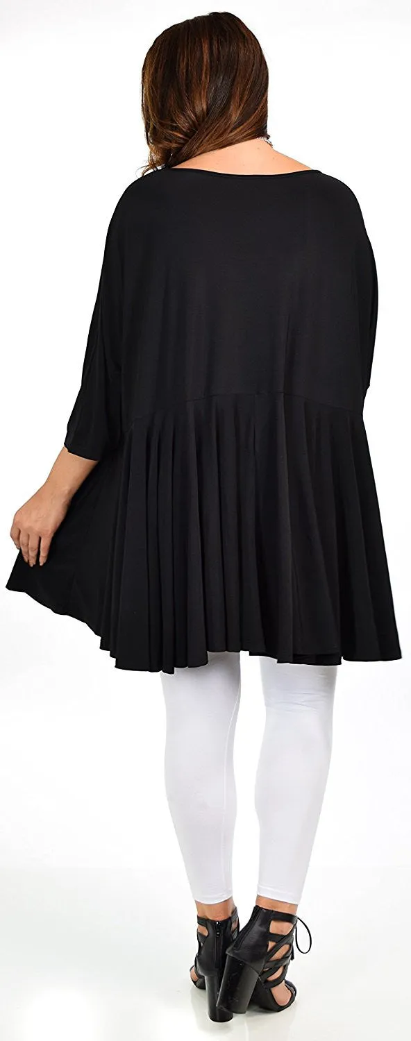Oversize Plus Size Circle Bottom Flare Swing Tunic Dress Top