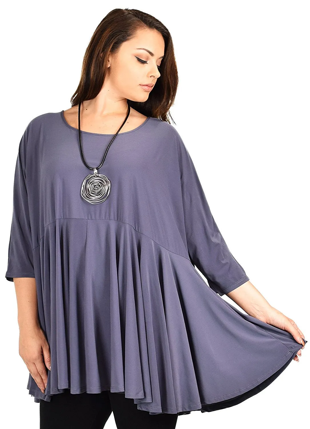 Oversize Plus Size Circle Bottom Flare Swing Tunic Dress Top