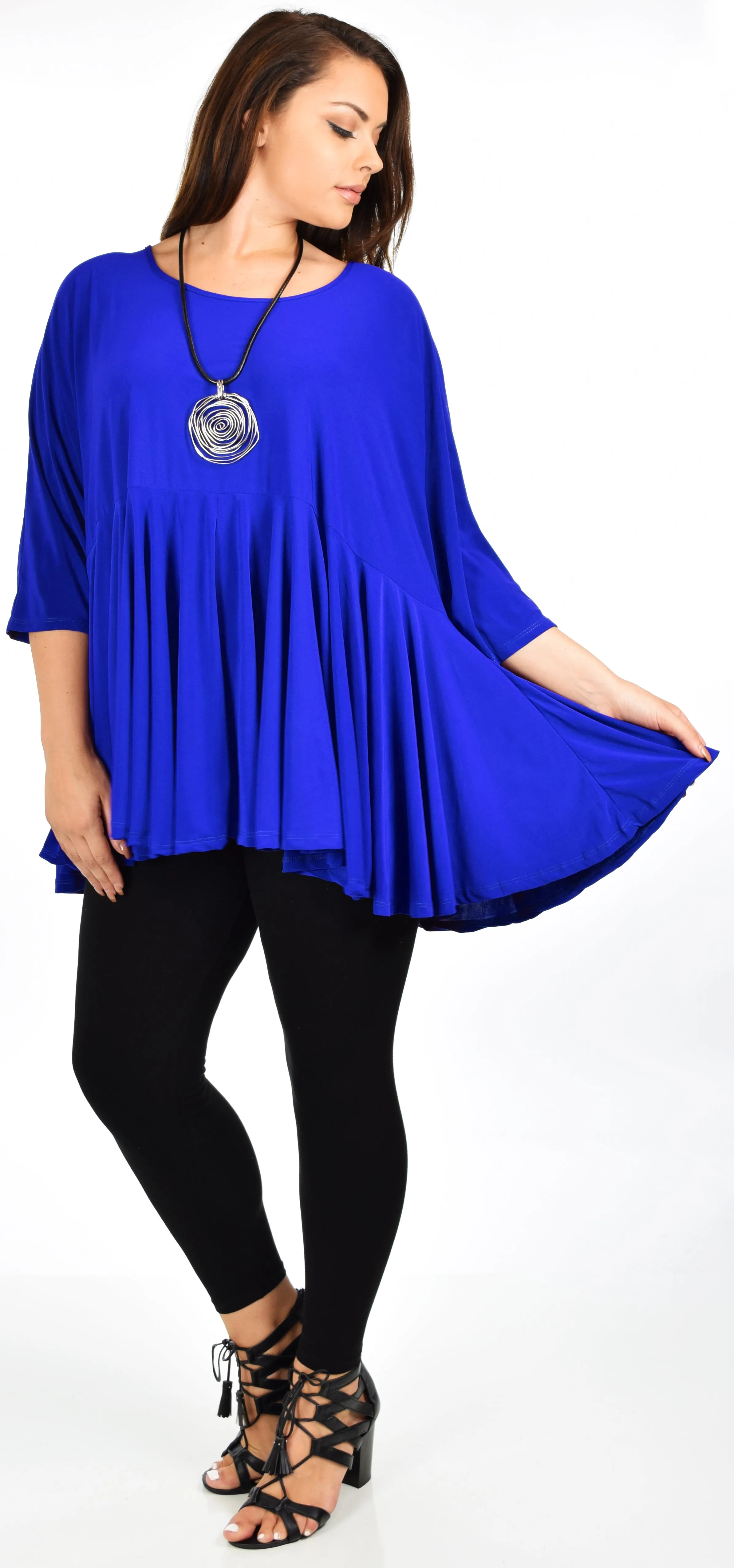 Oversize Plus Size Circle Bottom Flare Swing Tunic Dress Top