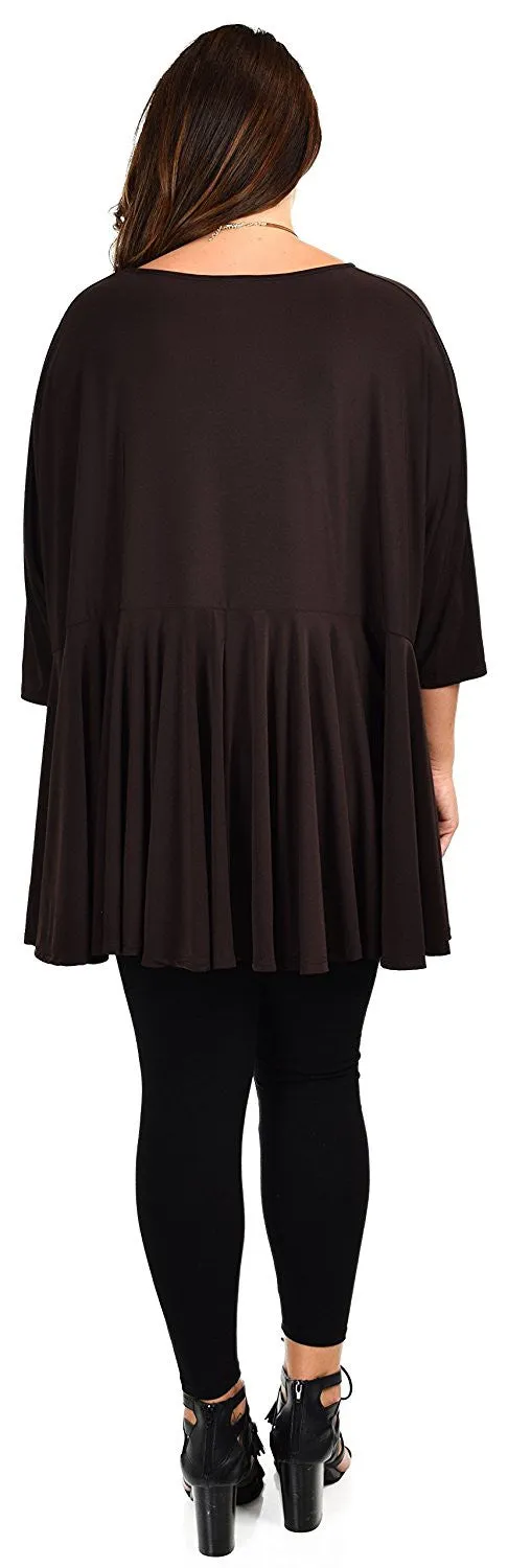 Oversize Plus Size Circle Bottom Flare Swing Tunic Dress Top