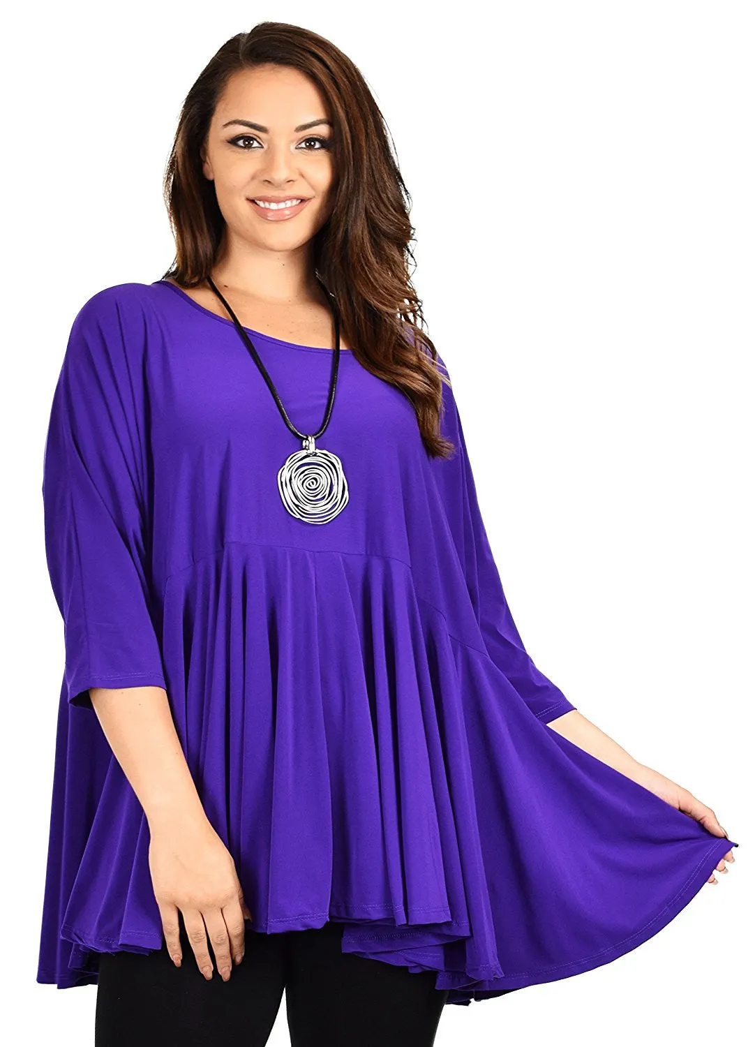 Oversize Plus Size Circle Bottom Flare Swing Tunic Dress Top