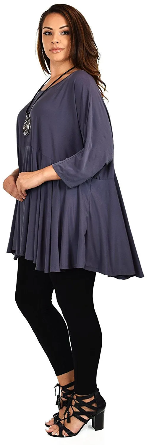 Oversize Plus Size Circle Bottom Flare Swing Tunic Dress Top