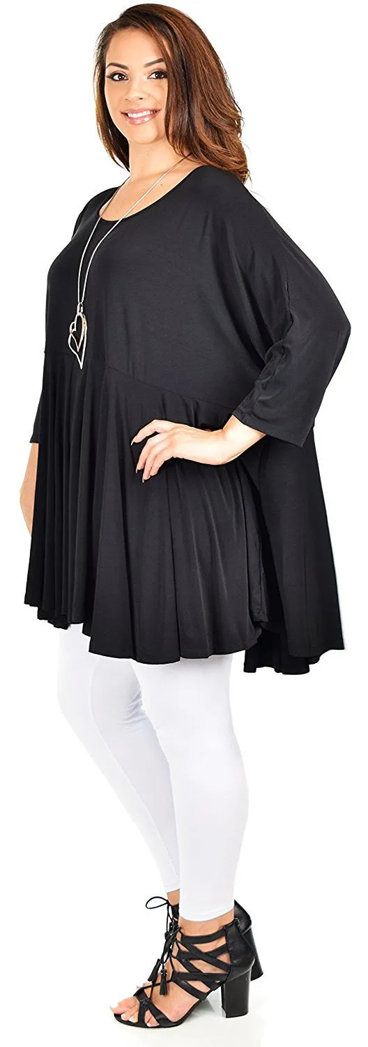 Oversize Plus Size Circle Bottom Flare Swing Tunic Dress Top