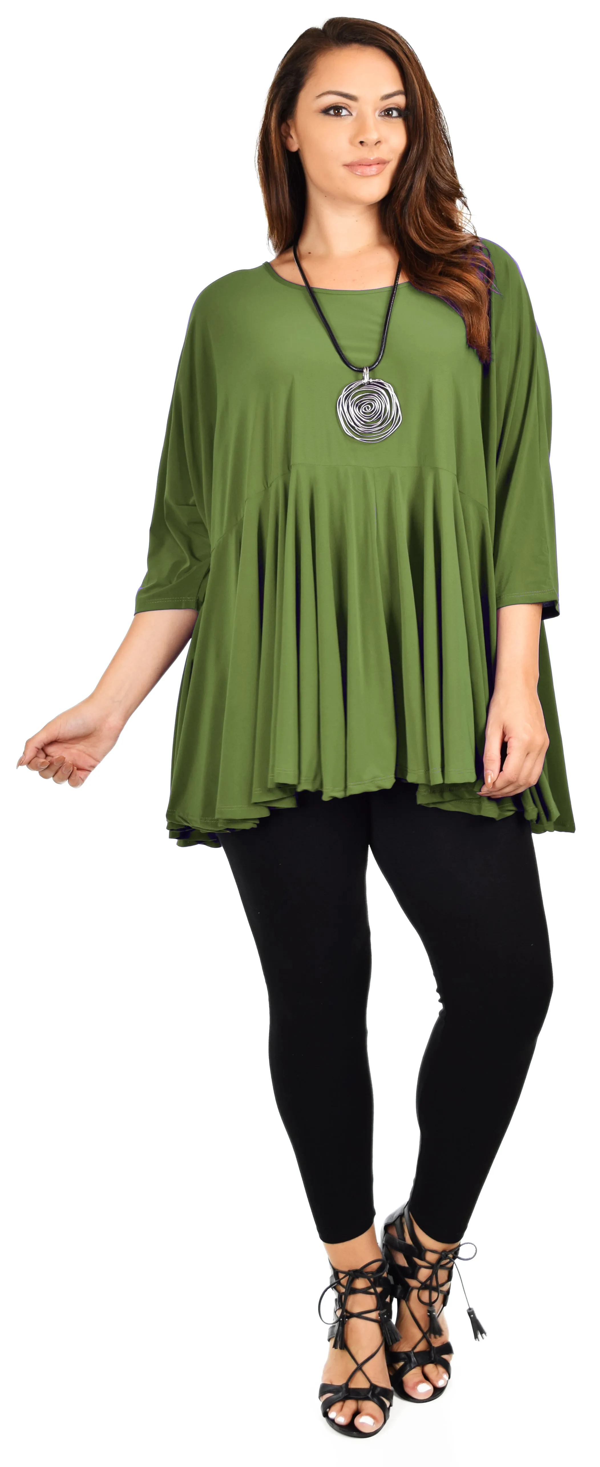 Oversize Plus Size Circle Bottom Flare Swing Tunic Dress Top