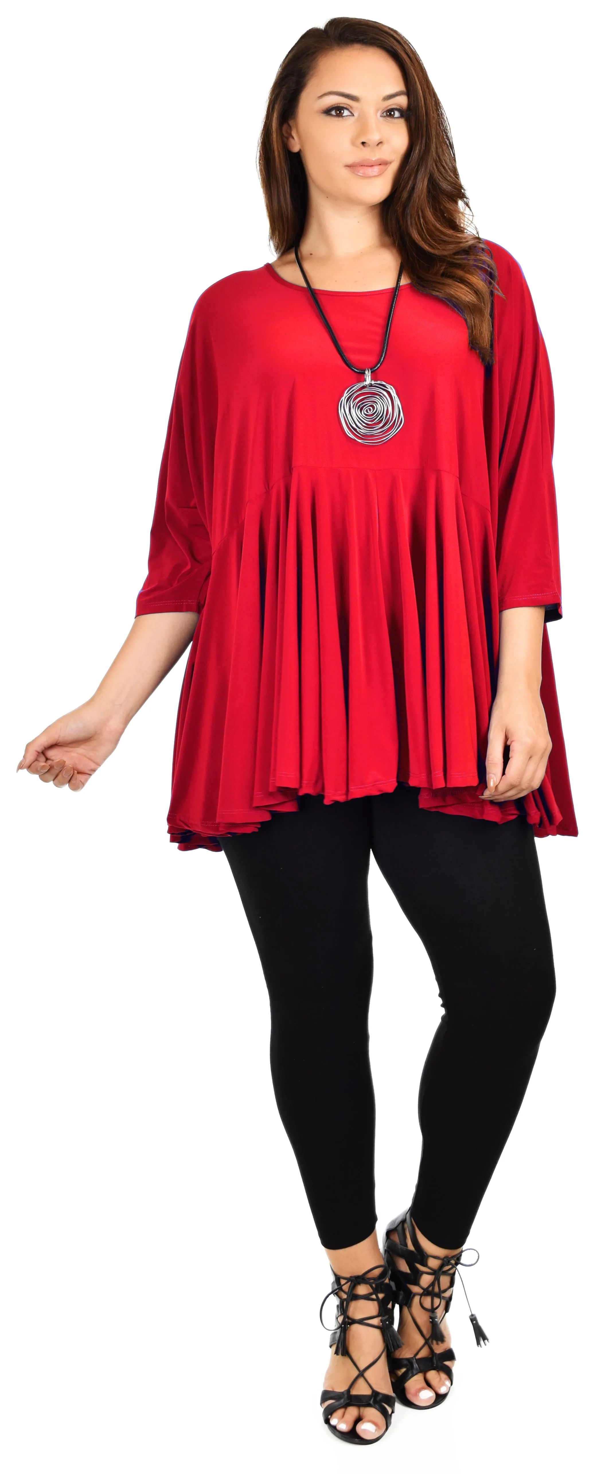 Oversize Plus Size Circle Bottom Flare Swing Tunic Dress Top