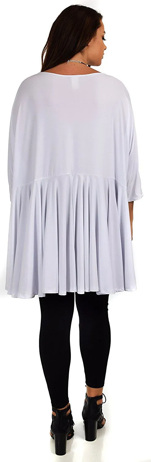 Oversize Plus Size Circle Bottom Flare Swing Tunic Dress Top