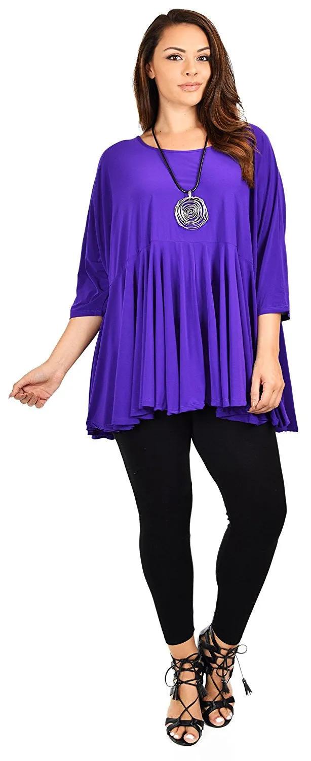 Oversize Plus Size Circle Bottom Flare Swing Tunic Dress Top