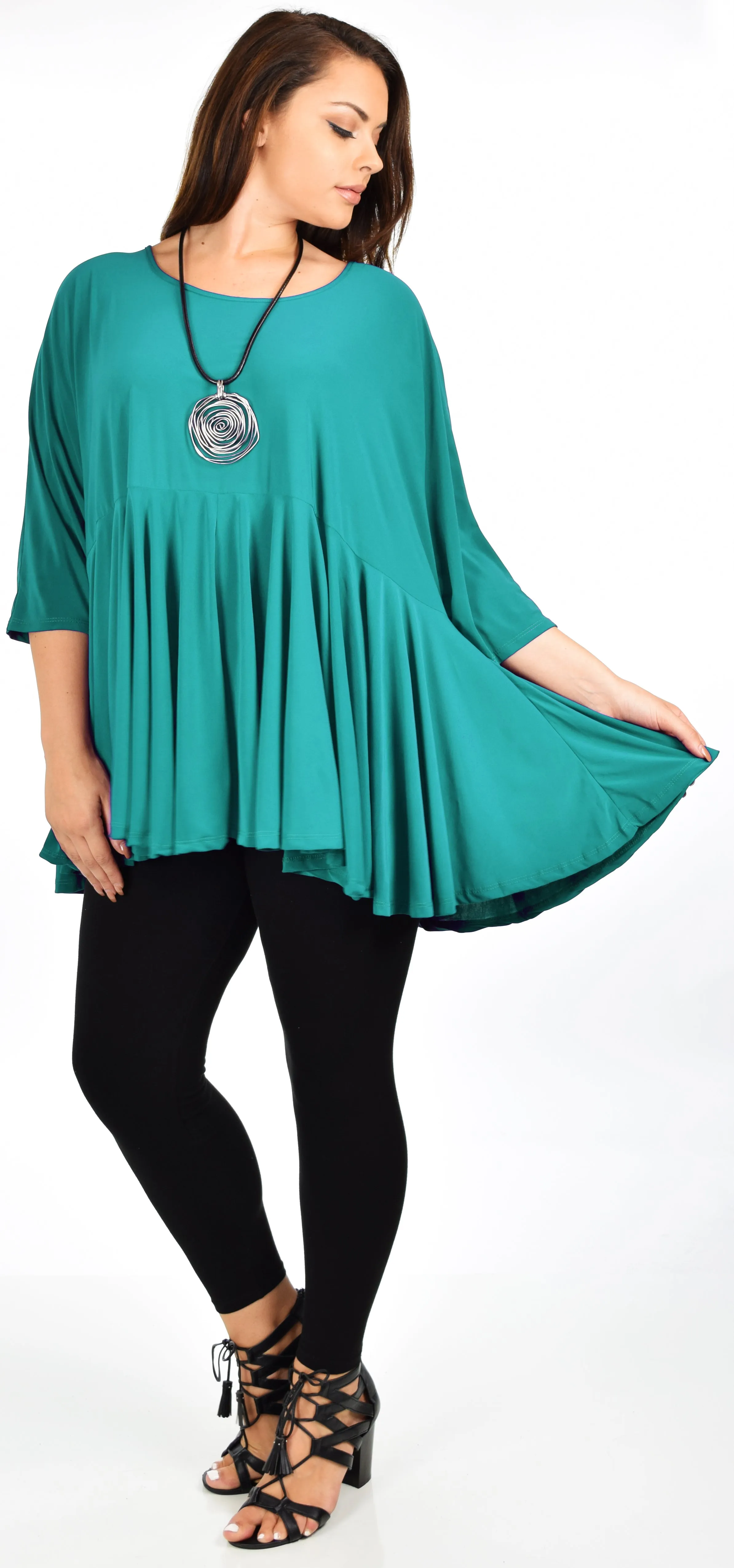 Oversize Plus Size Circle Bottom Flare Swing Tunic Dress Top